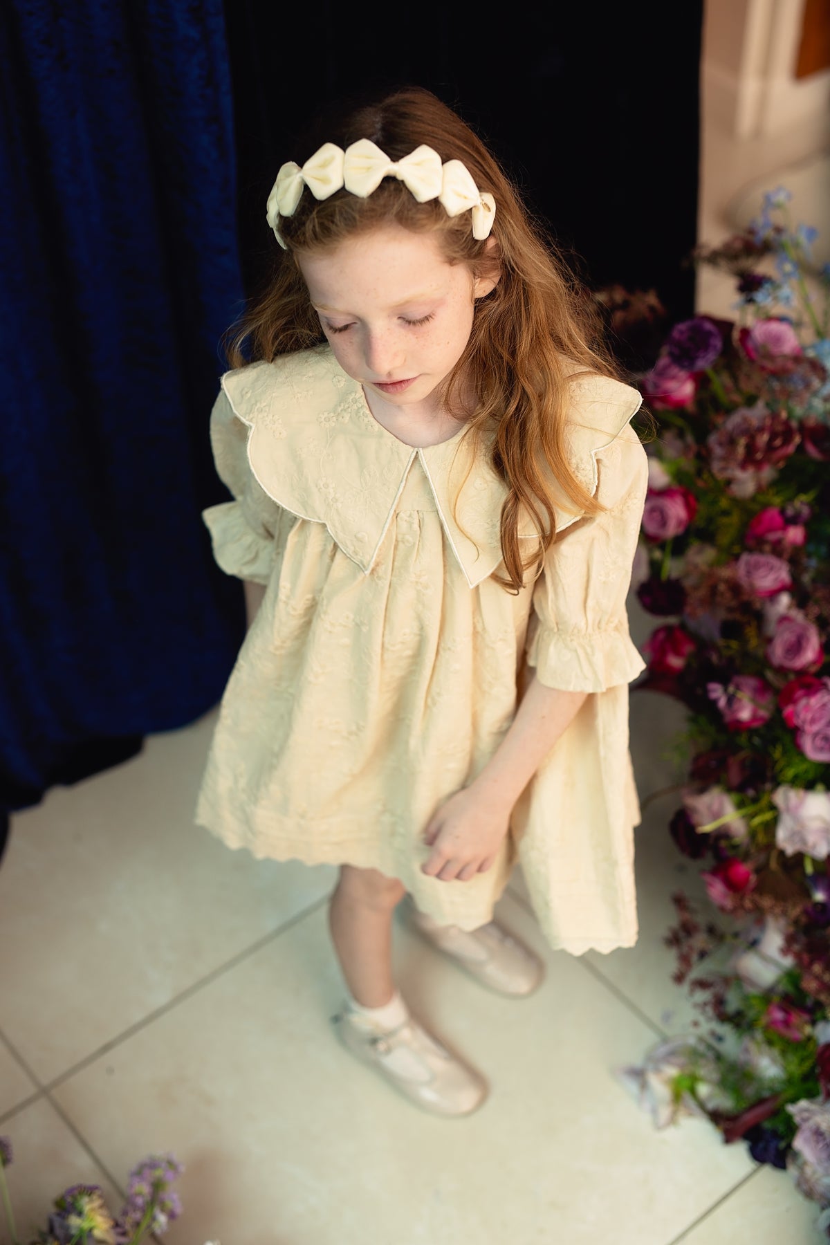 Tendu Velvet Bow Headband - Navy