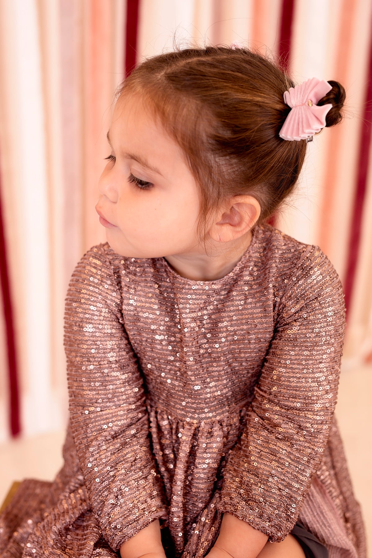 Velvet Pleated Butterfy Bow Clip Set - Dusty Rose - Restocking Soon