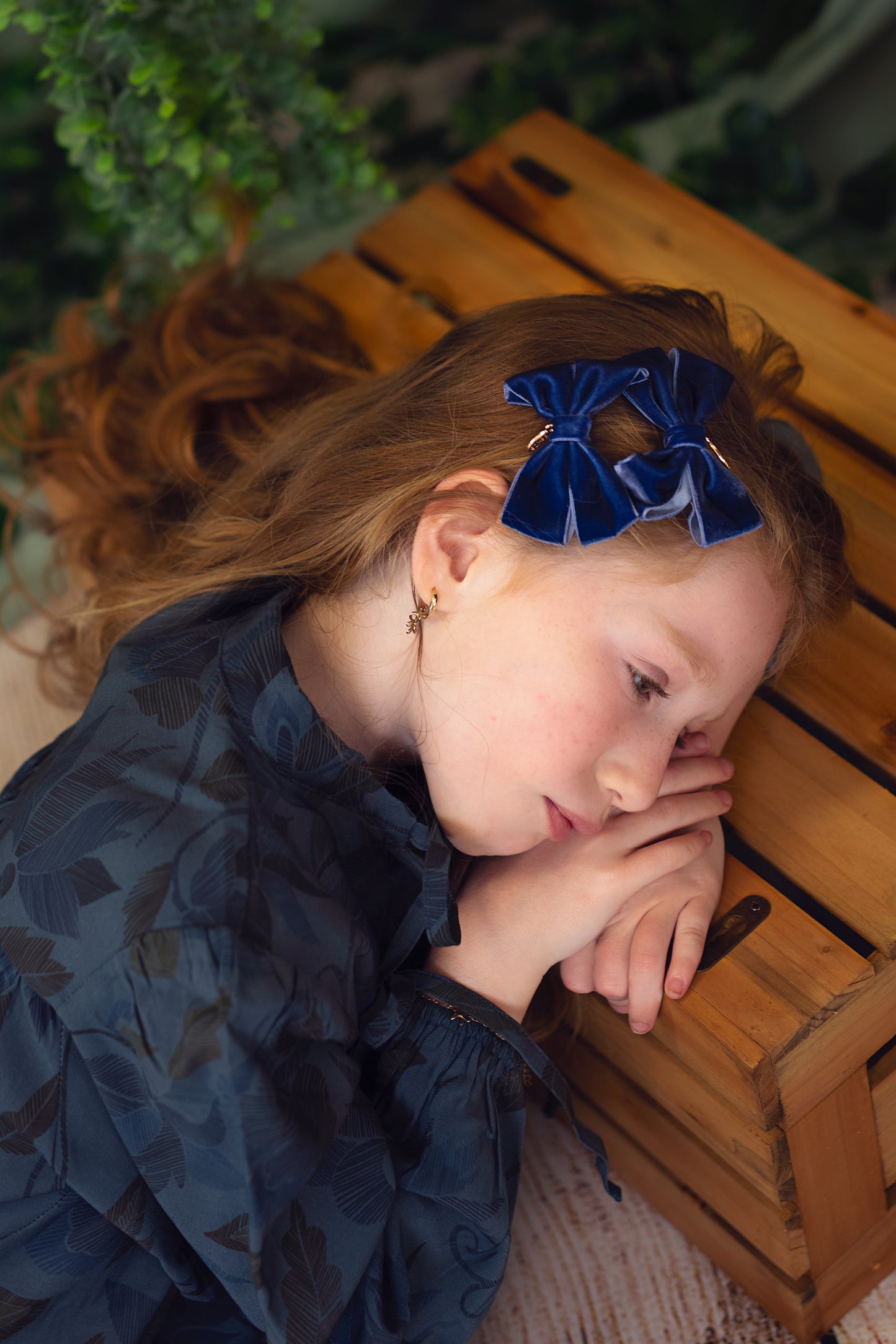 Mini Dahlia Piggy Clip Set - Denim