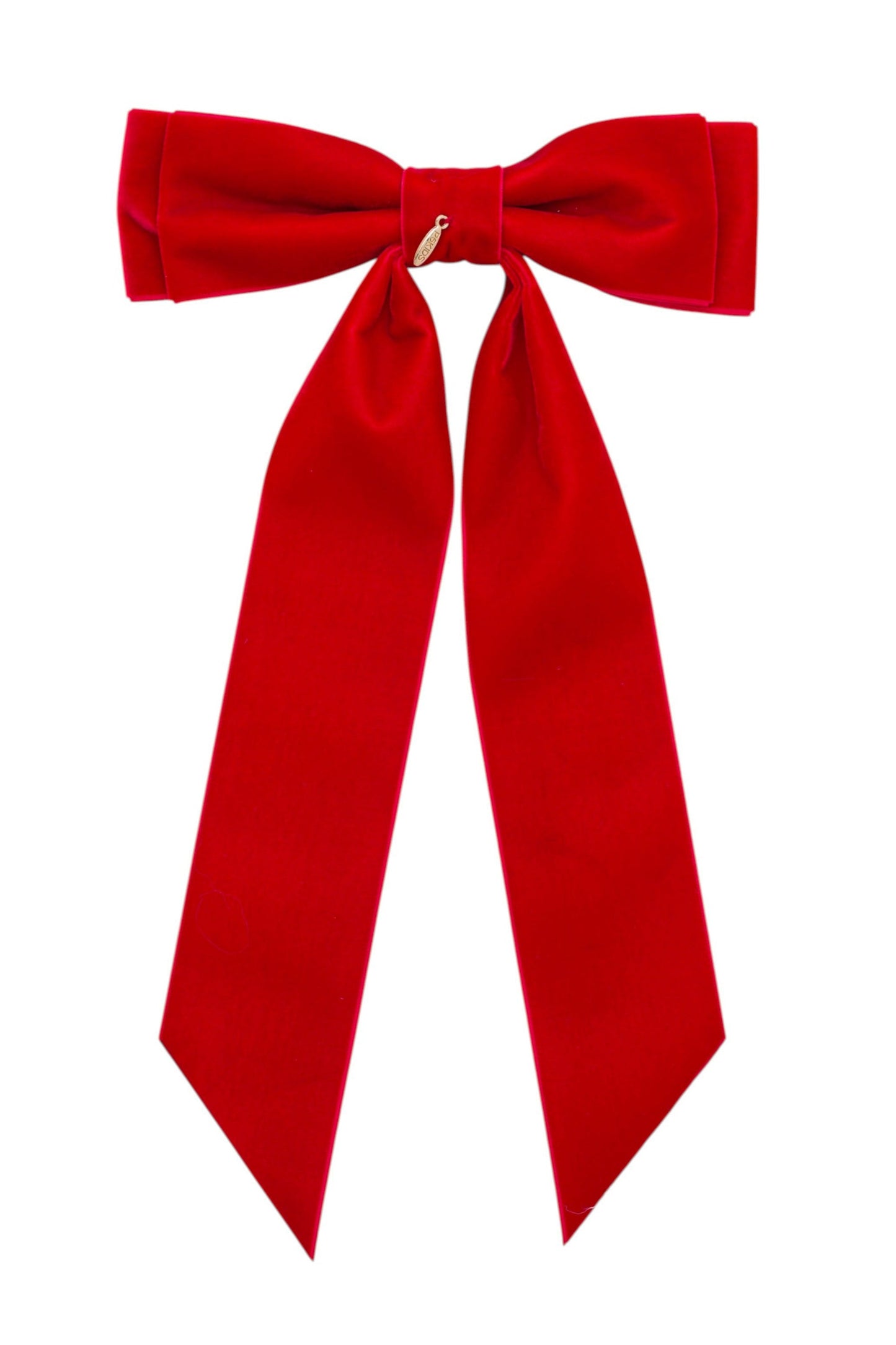 Madeline Velvet Long Tail Bow Clip - Red