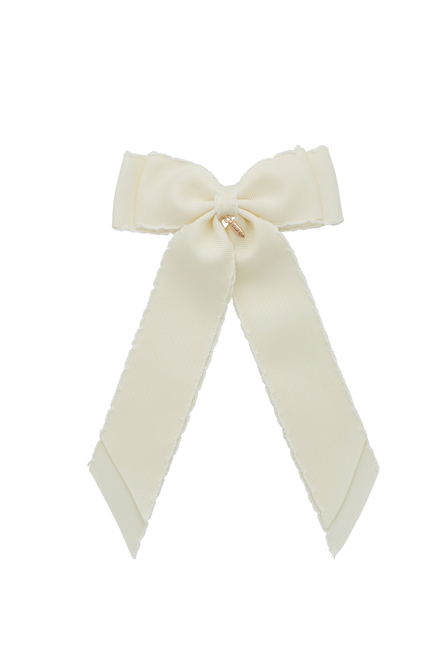 Madeline Small Bow Moonstitch Clip - Ivory