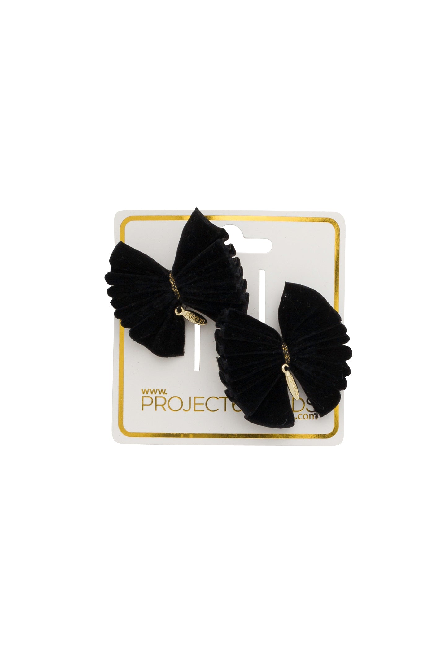 Velvet Pleated Butterfy Bow Clip Set - Black