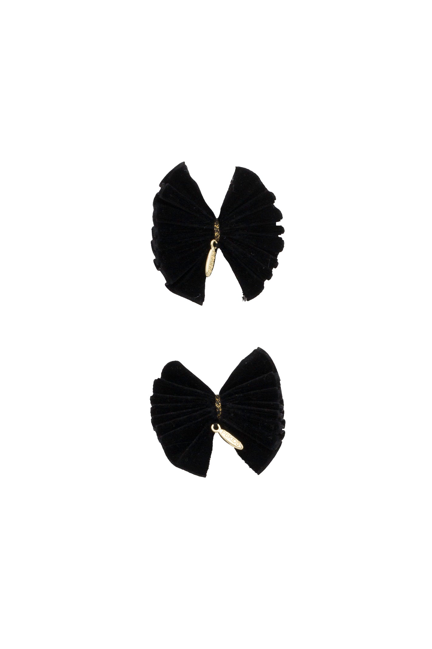 Velvet Pleated Butterfy Bow Clip Set - Black