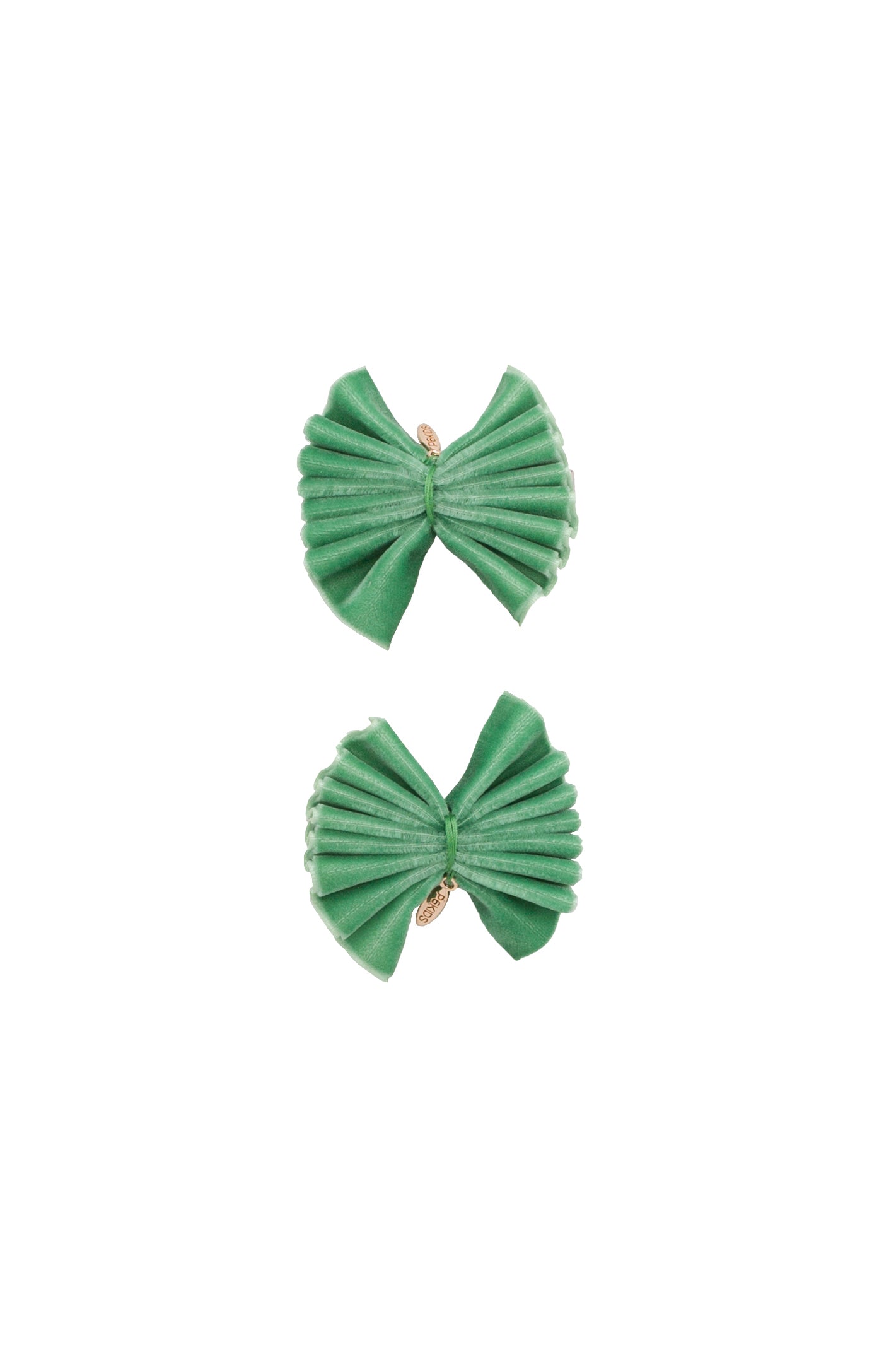 Velvet Pleated Butterfy Bow Clip Set - Cool Green