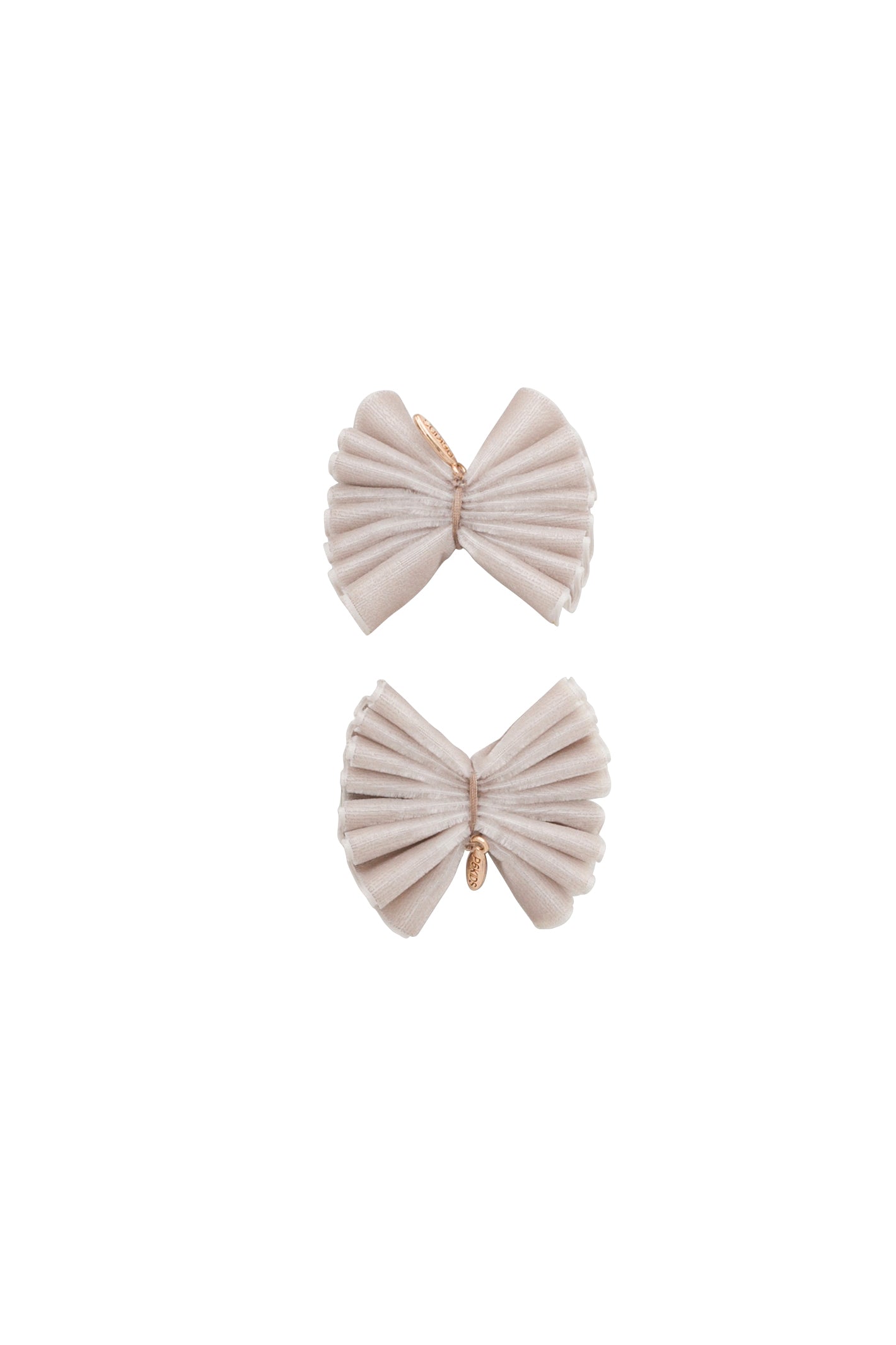 Velvet Pleated Butterfy Bow Clip Set - Taupe