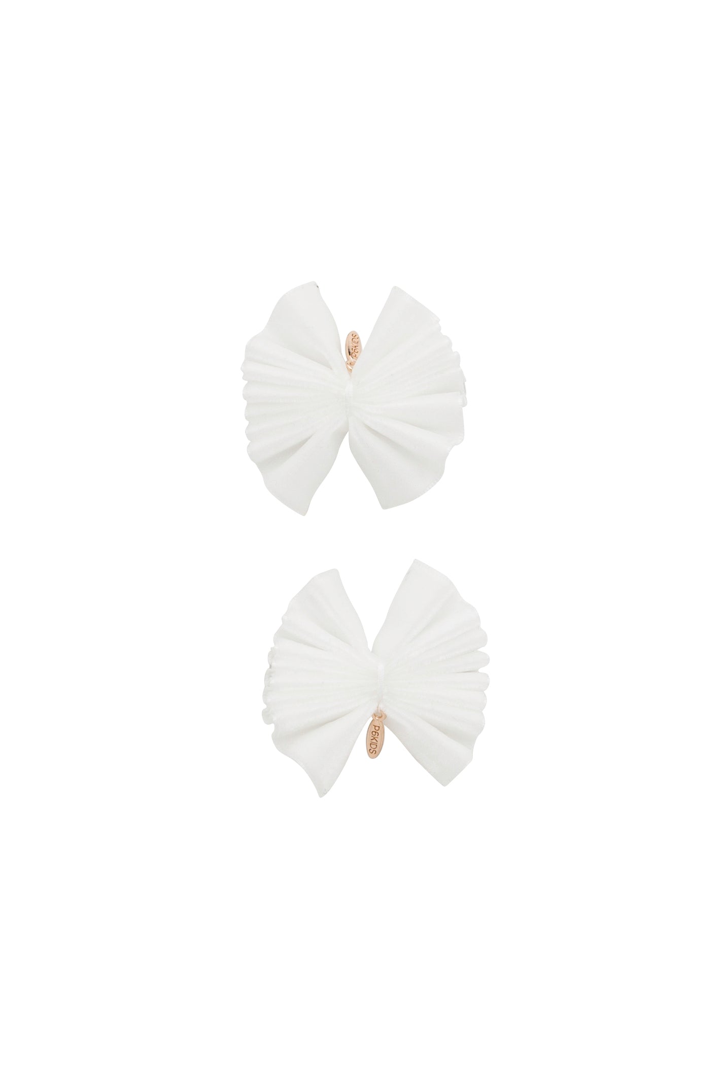 Velvet Pleated Butterfy Bow Clip Set - White