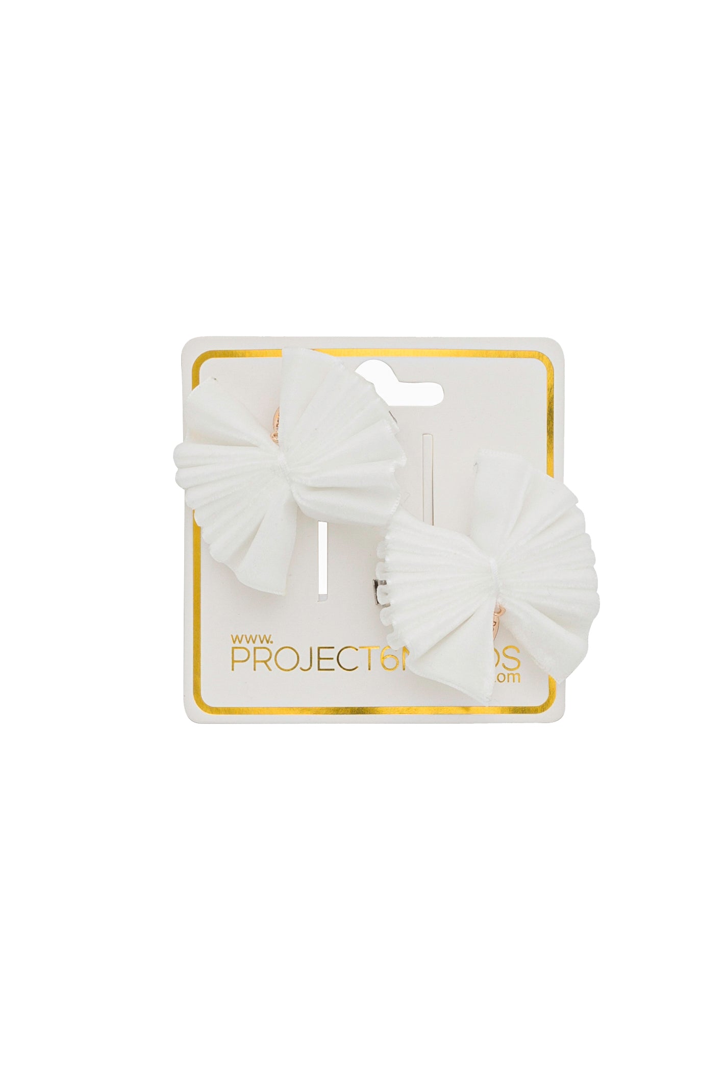 Velvet Pleated Butterfy Bow Clip Set - White