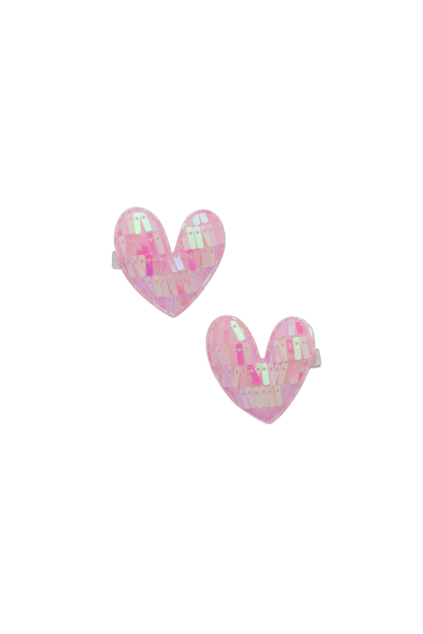 Sequinned Heart Clip Set - Pink