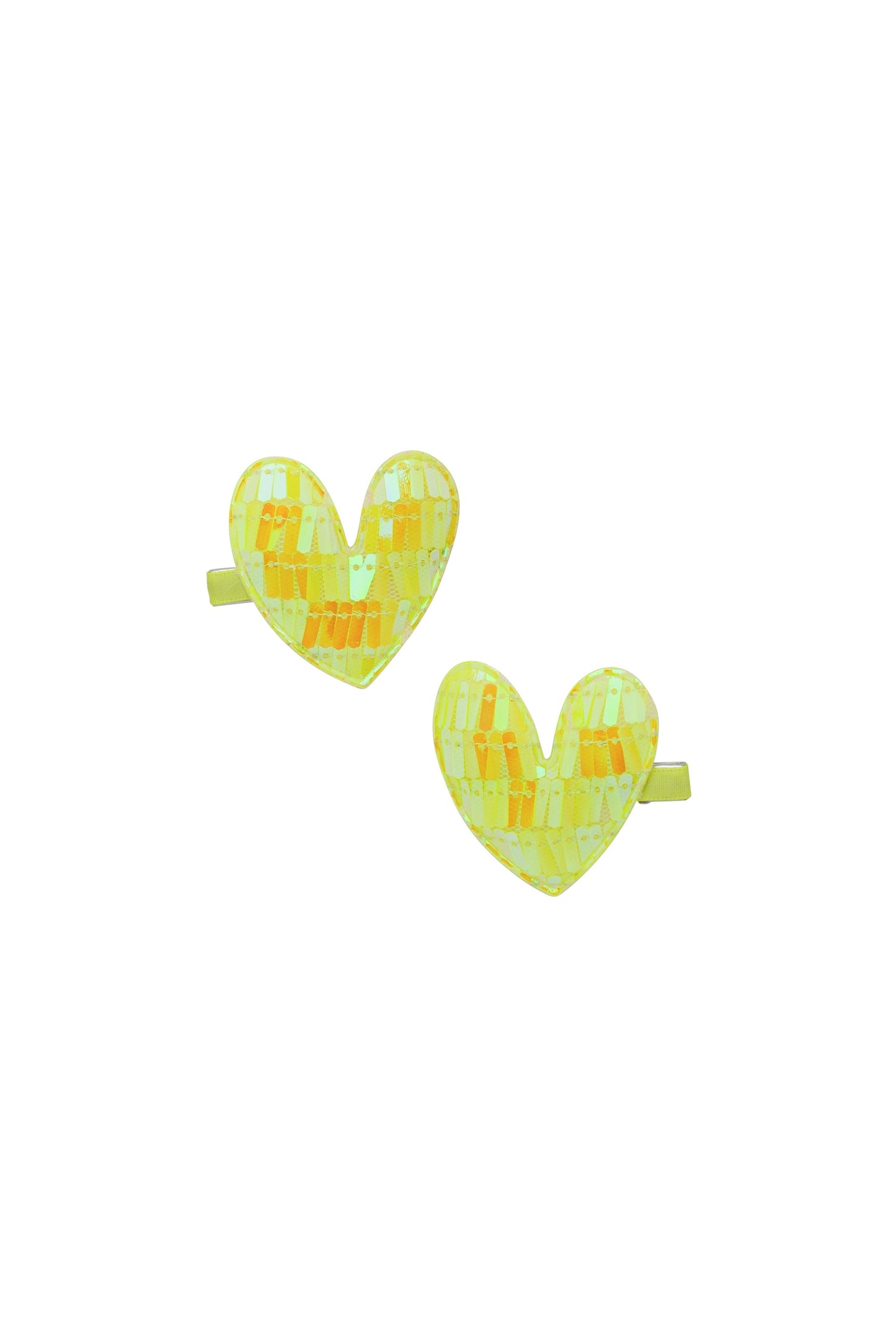 Sequinned Heart Clip Set - Yellow