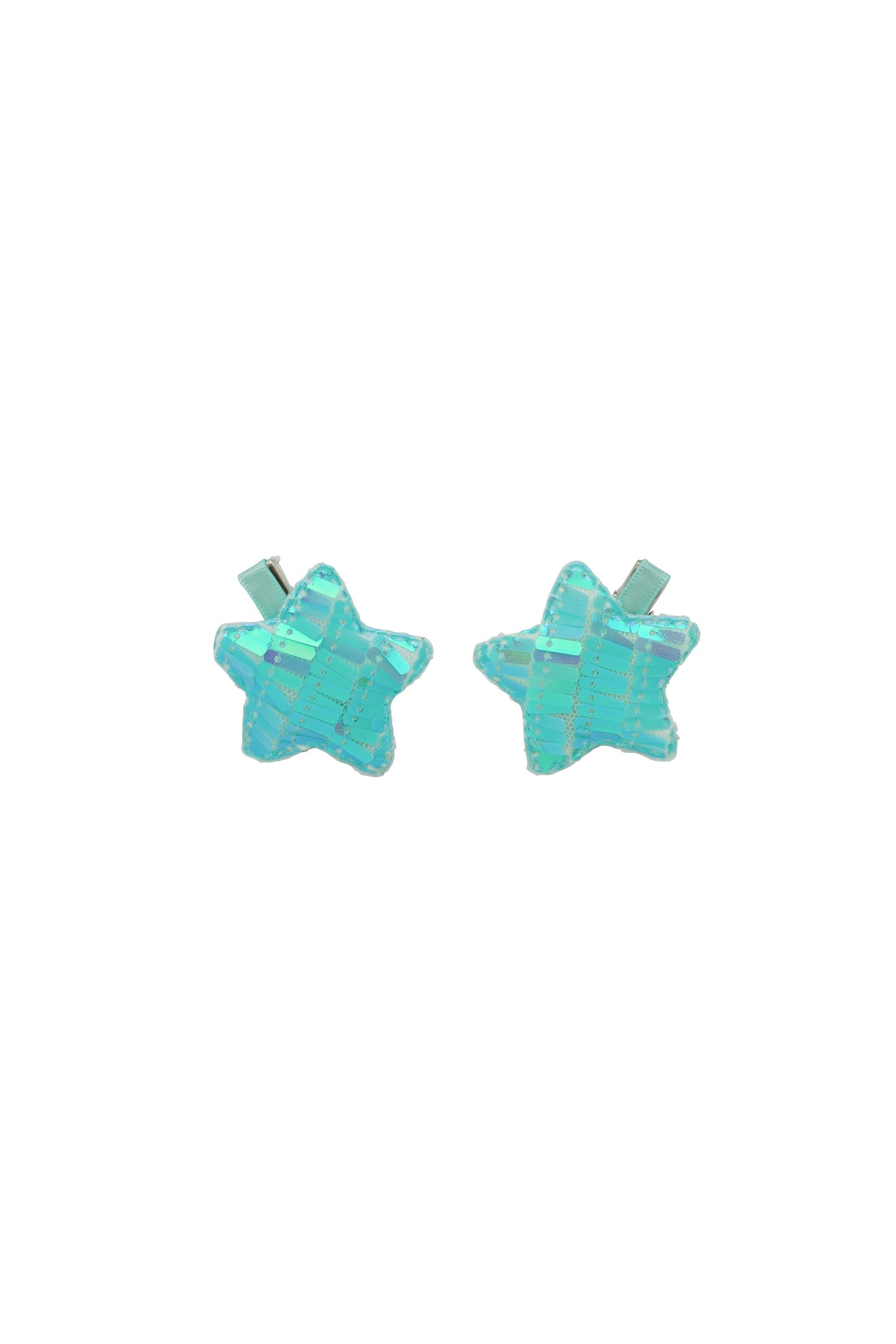 Sequinned Star Clip Set - Blue Green
