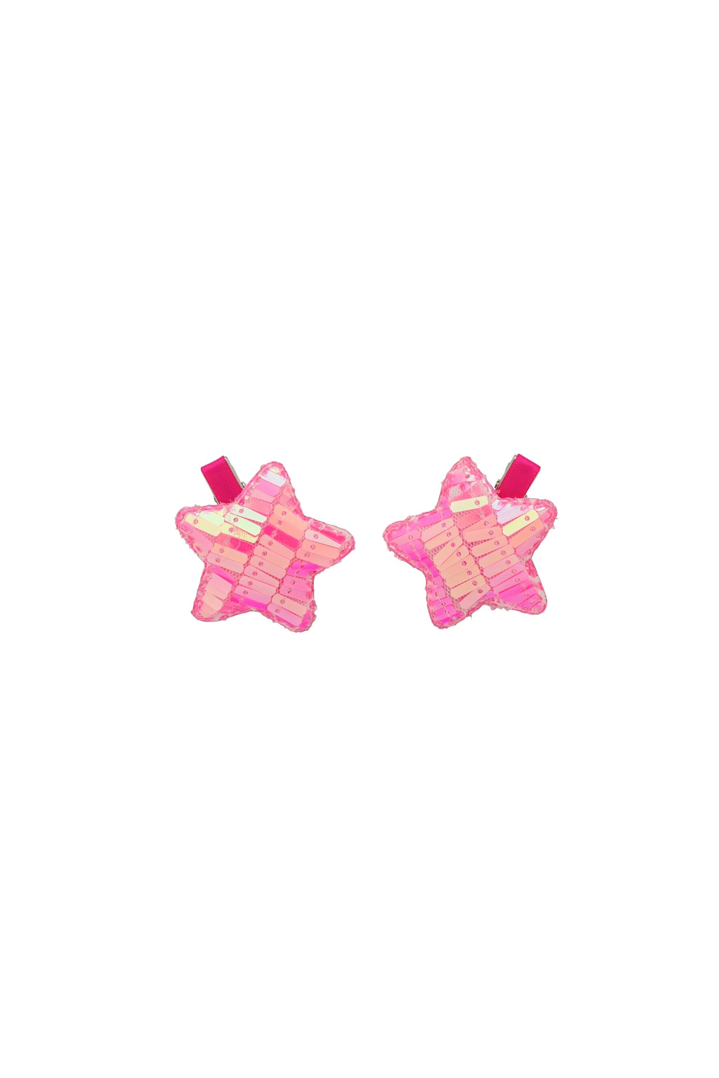 Sequinned Star Clip Set - Hot Pink