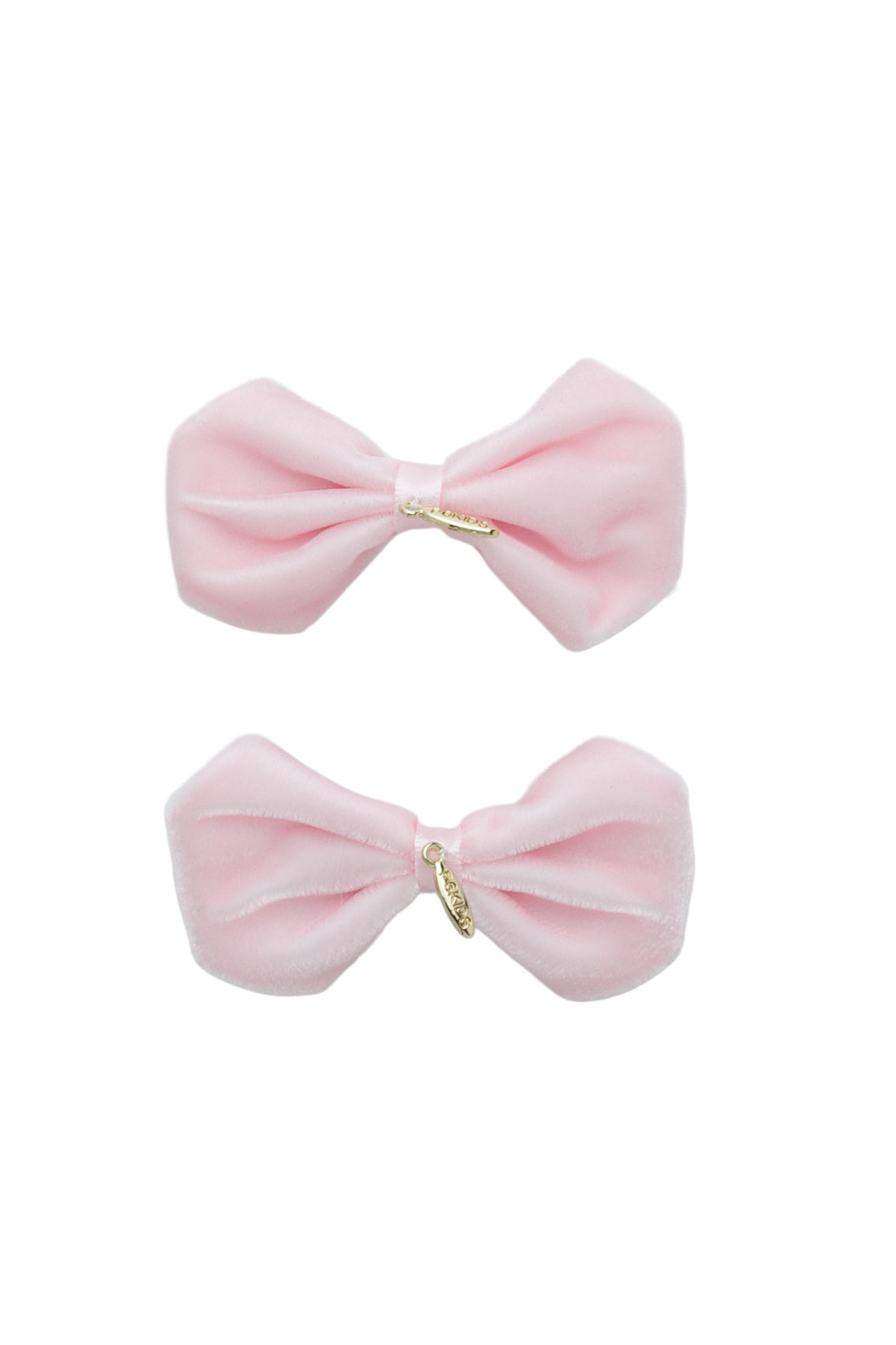 Tendu Velvet Bow Clip Set - Baby Pink
