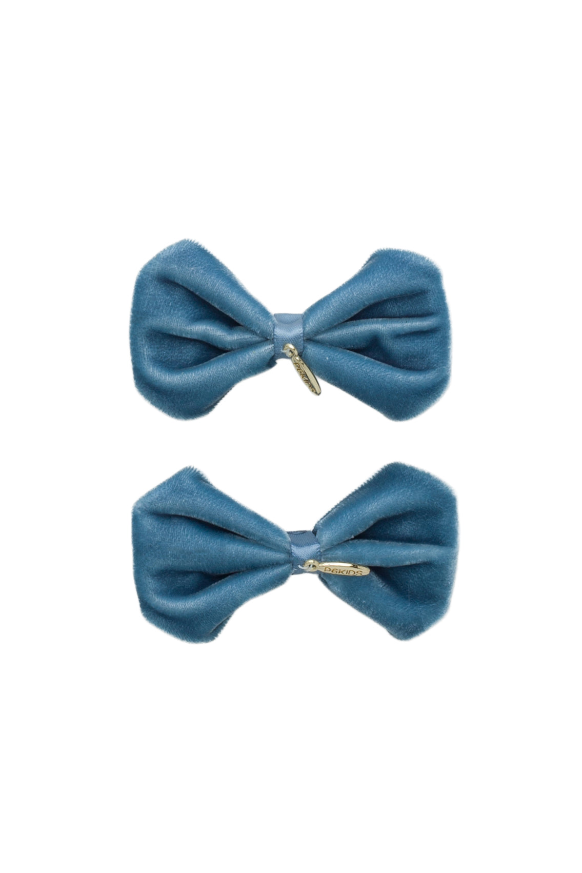 Tendu Velvet Bow Clip Set - Blue Denim