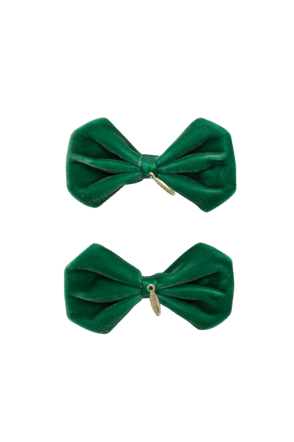 Tendu Velvet Bow Clip Set - Emerald Green