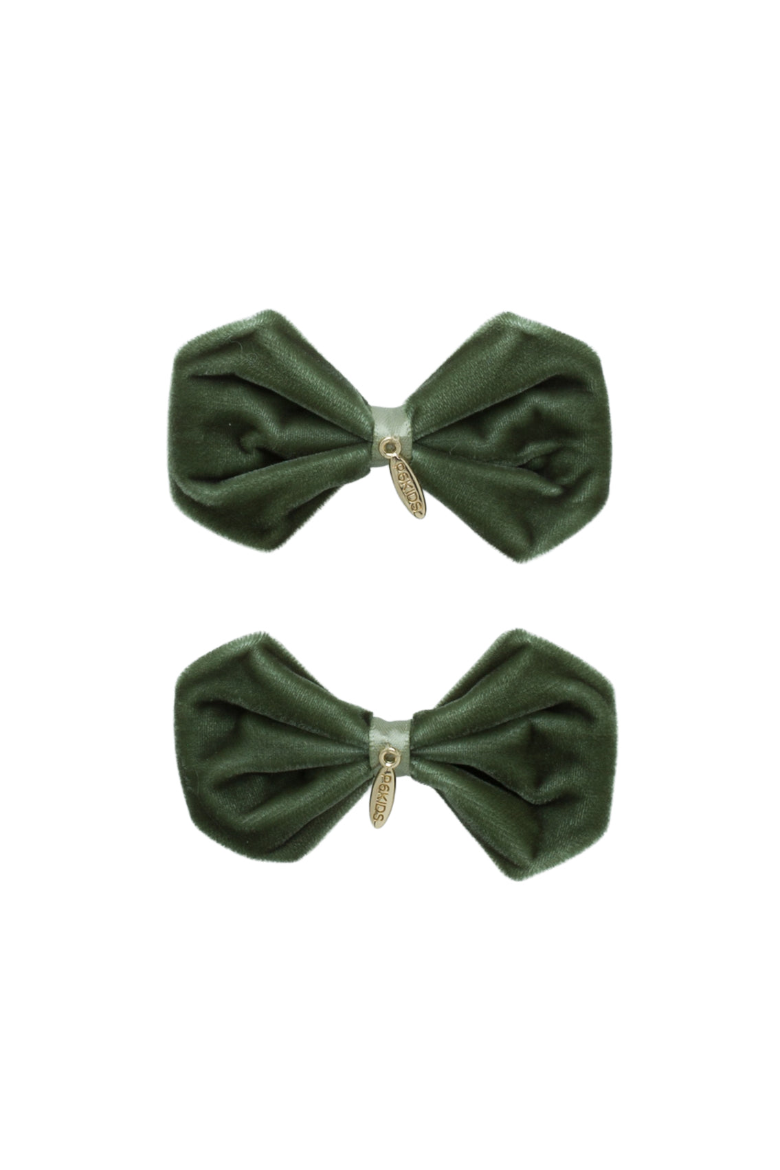 Tendu Velvet Bow Clip Set - Forest Green Moss