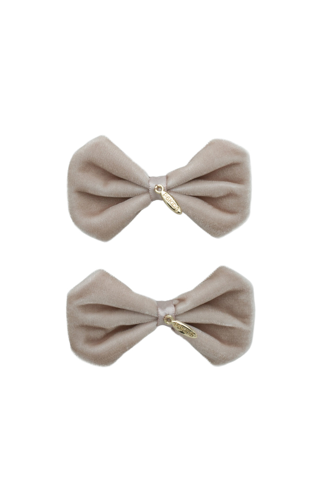 Tendu Velvet Bow Clip Set - Taupe