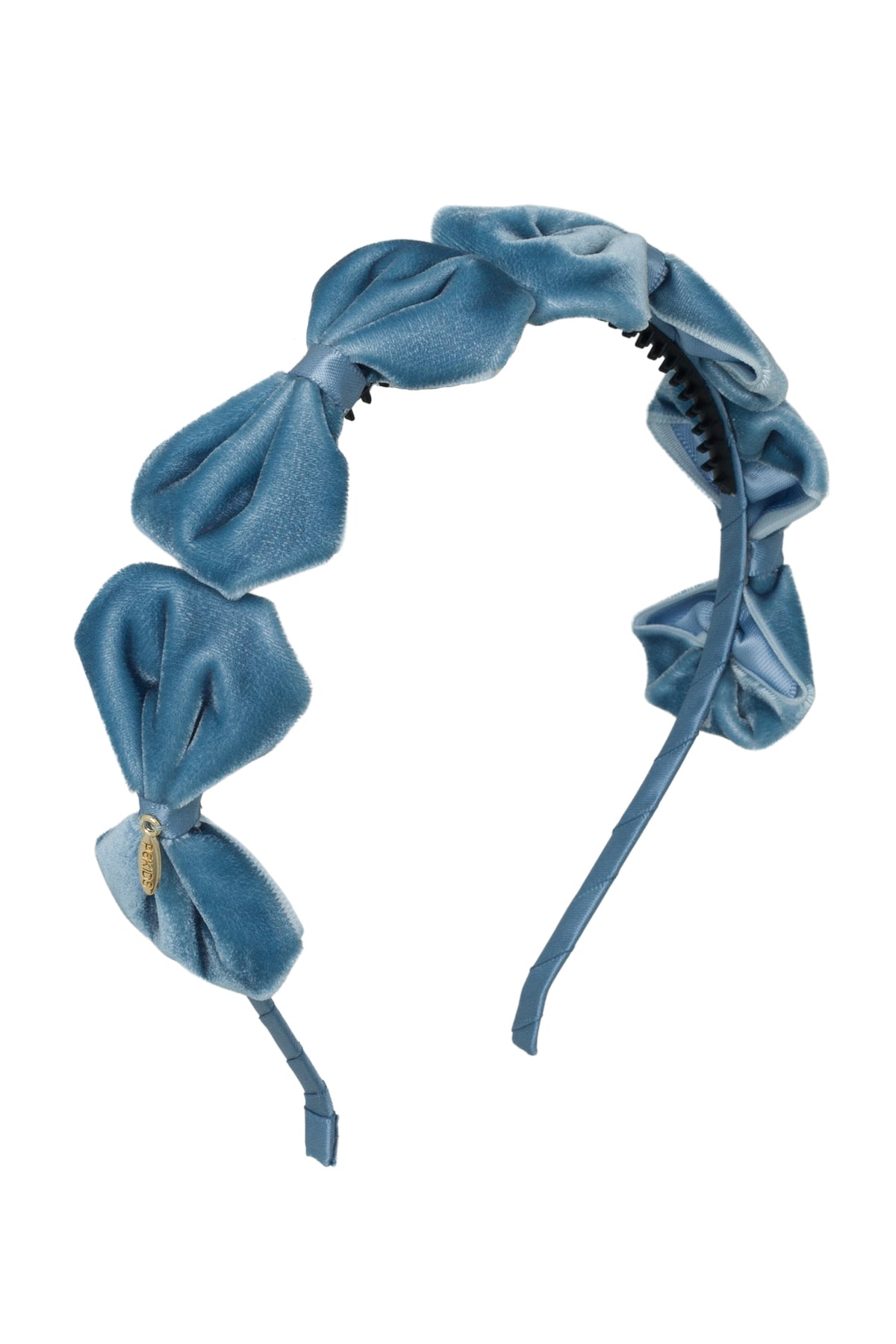 Tendu Velvet Bow Headband - Blue Denim