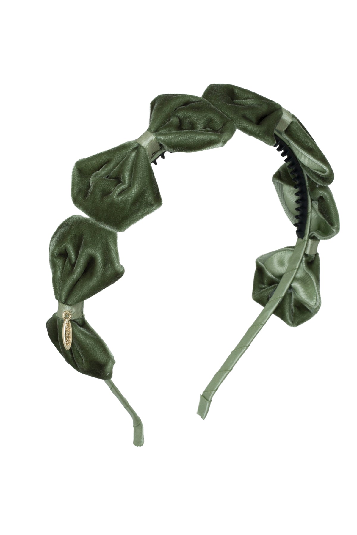 Tendu Velvet Bow Headband - Forest Green Moss