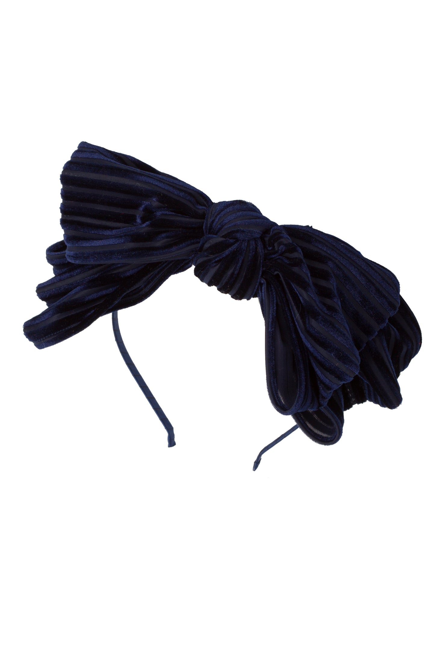 Floppy Velvet Stripe Headband - Navy