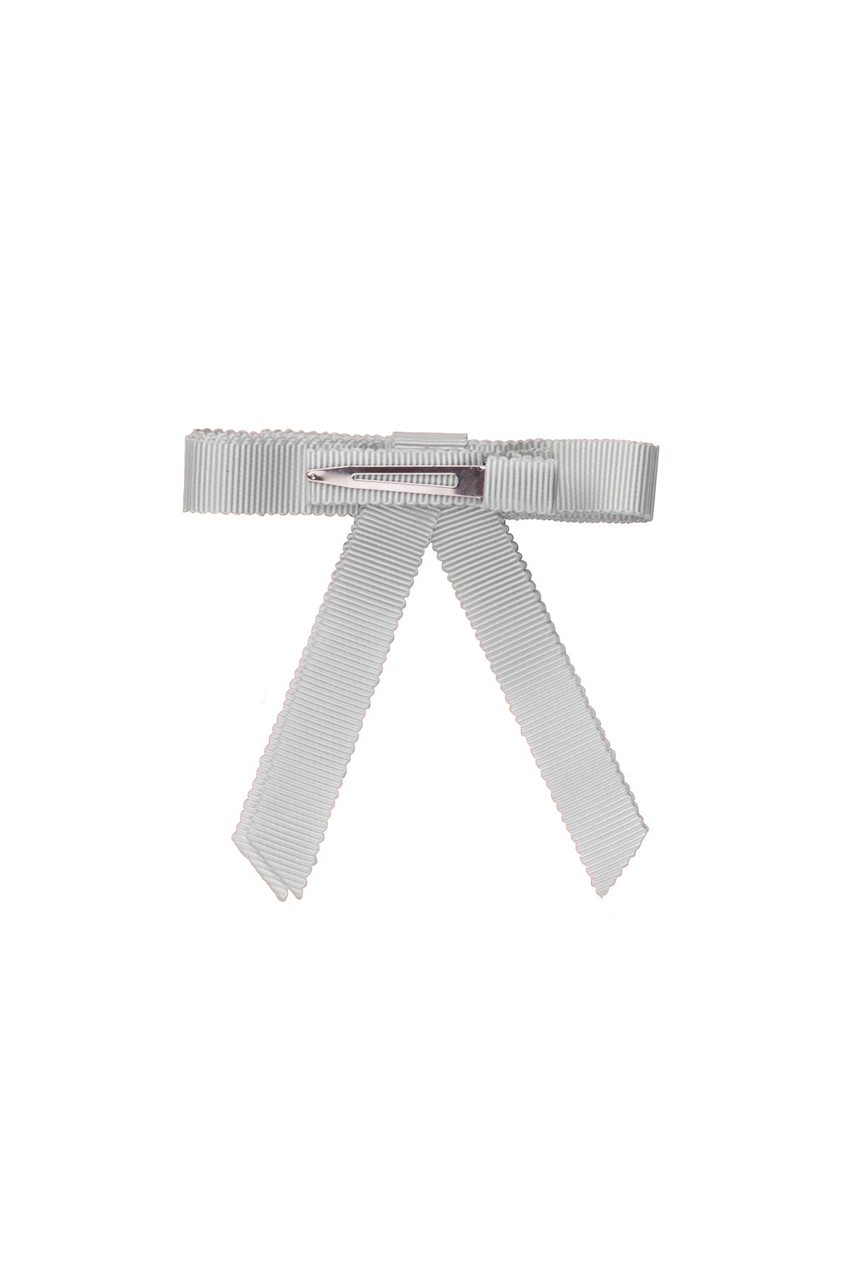 Grosgrain Bow Clip Set (2) - Light Grey