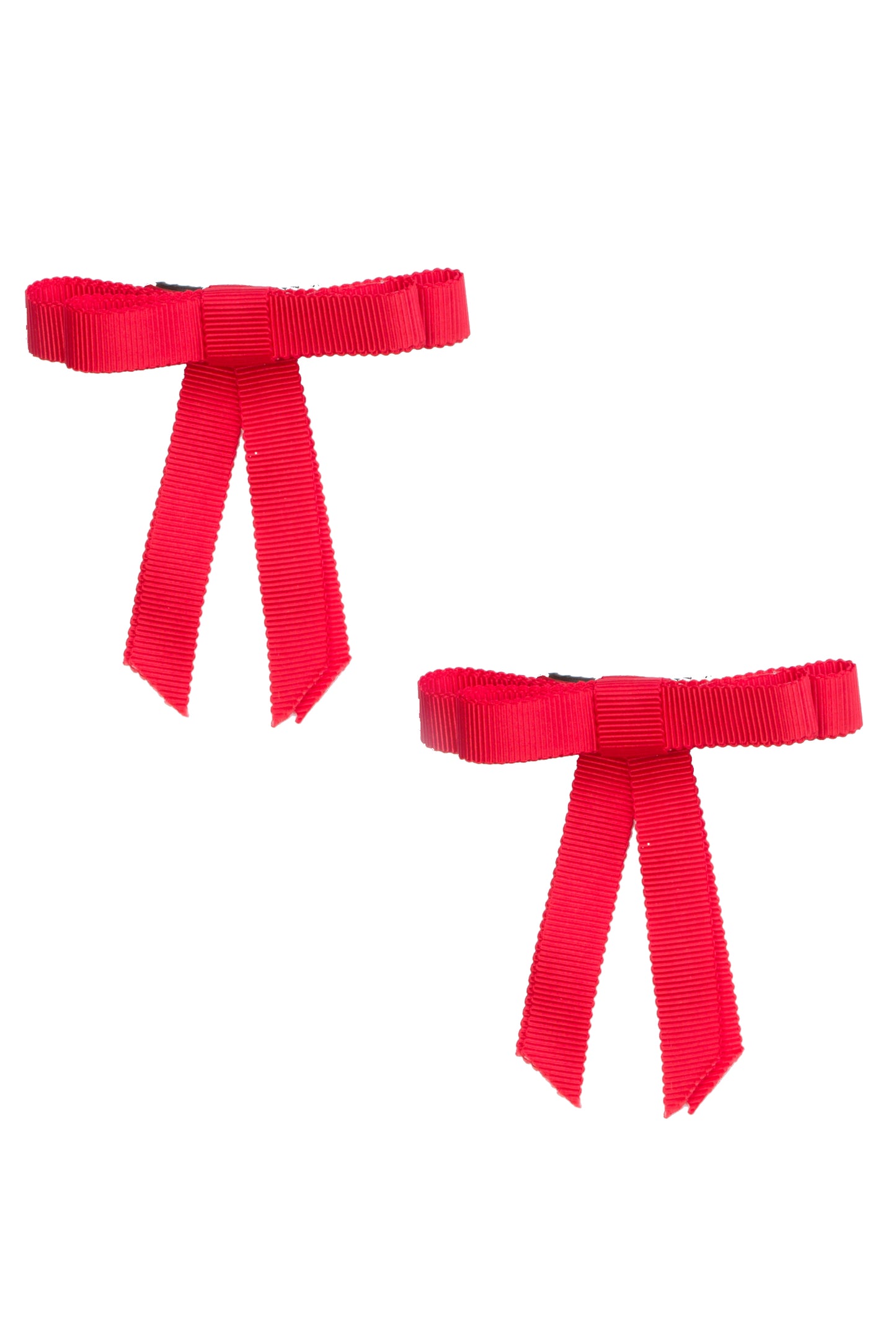Grosgrain Bow Clip Set (2) - Poppy Red