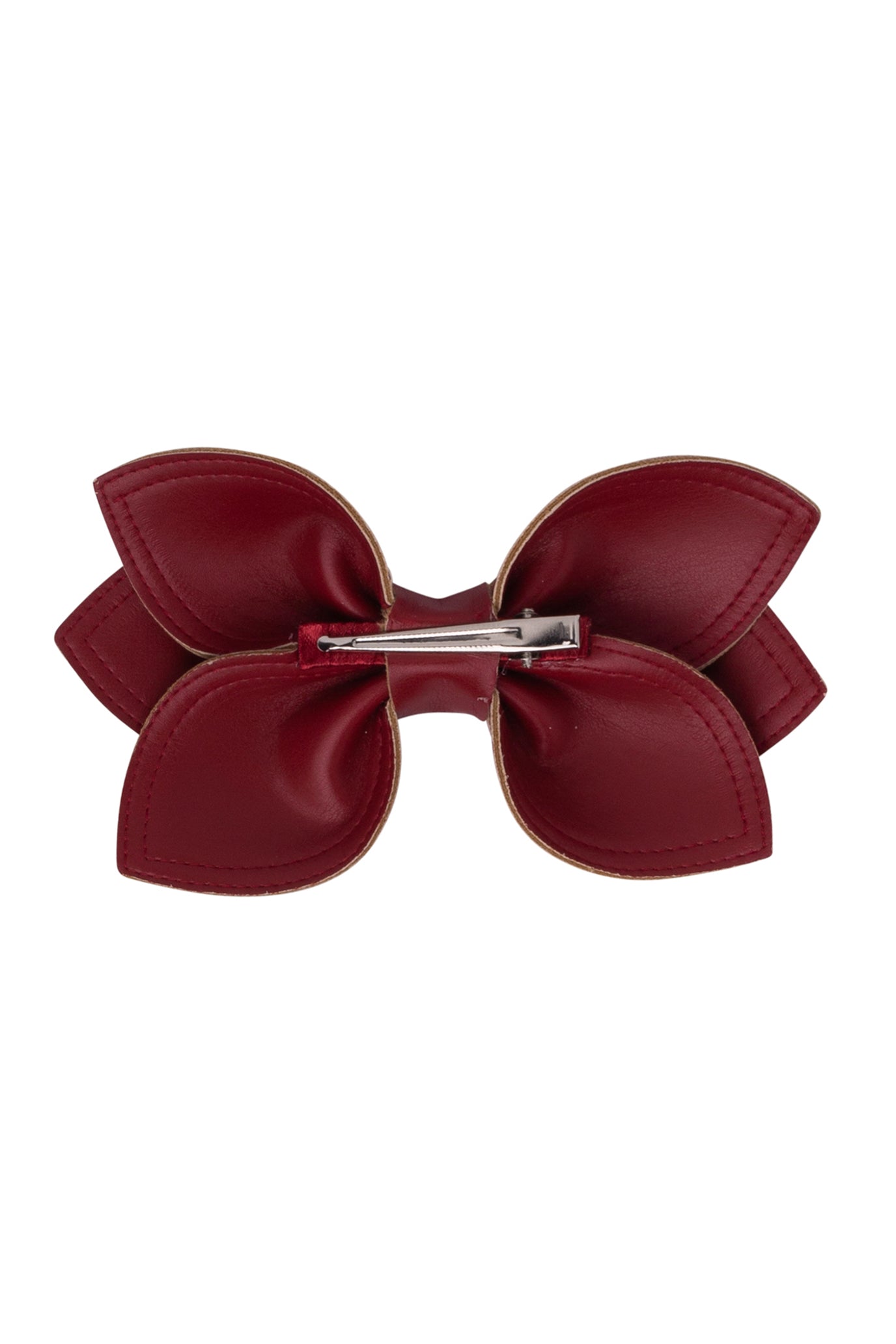 Growing Orchid Clip/Bowtie - Burgundy Leather