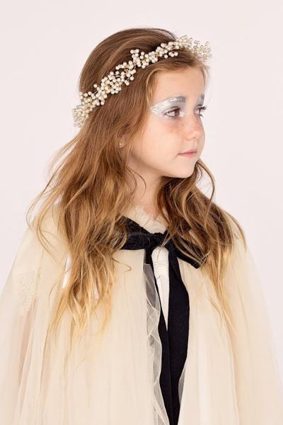 Clustered Wreath - Pearls with Pale Gold Ribbon - PROJECT 6, modest fashion
