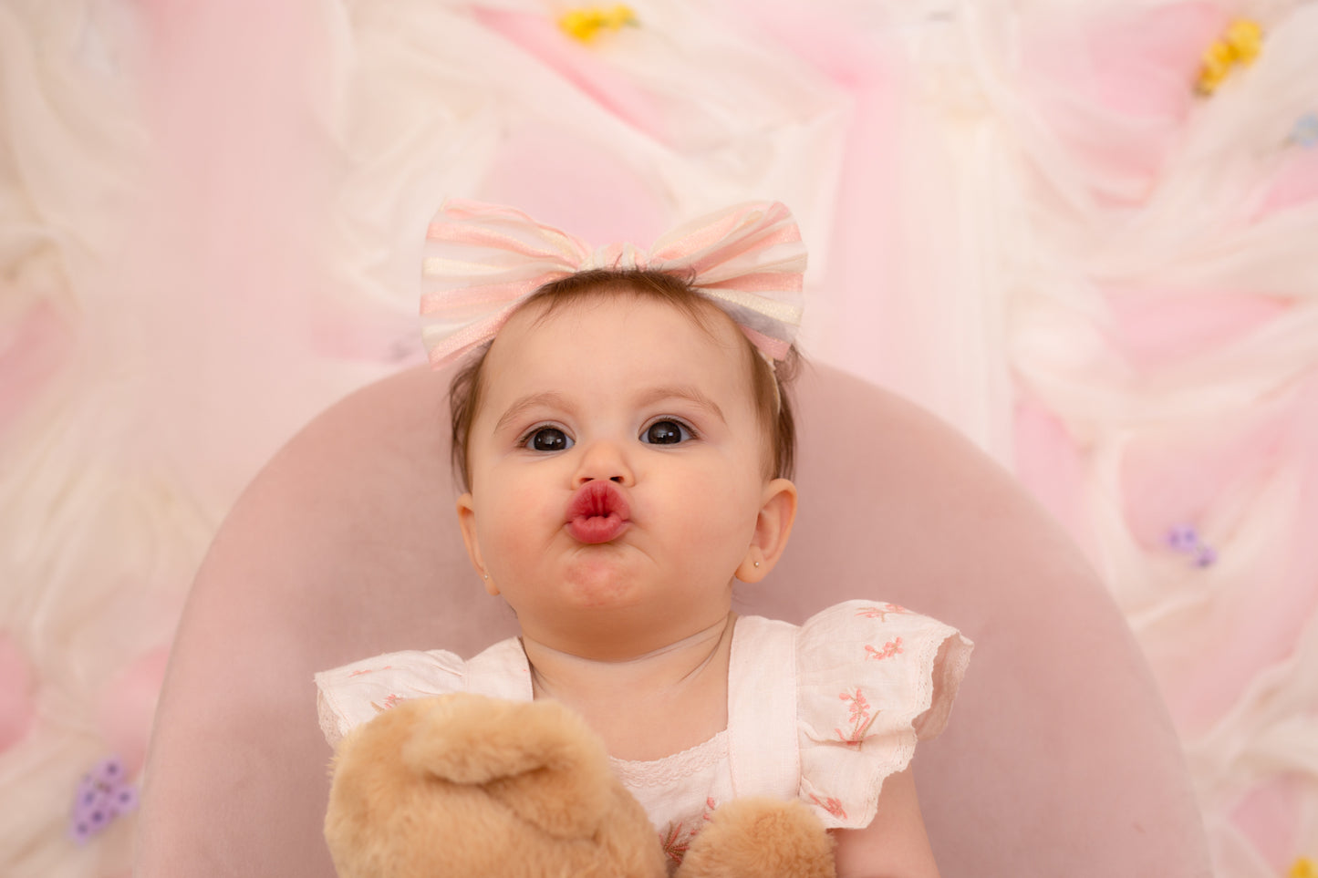 Ava Stripe Wrap - Organza - Pink/Ivory