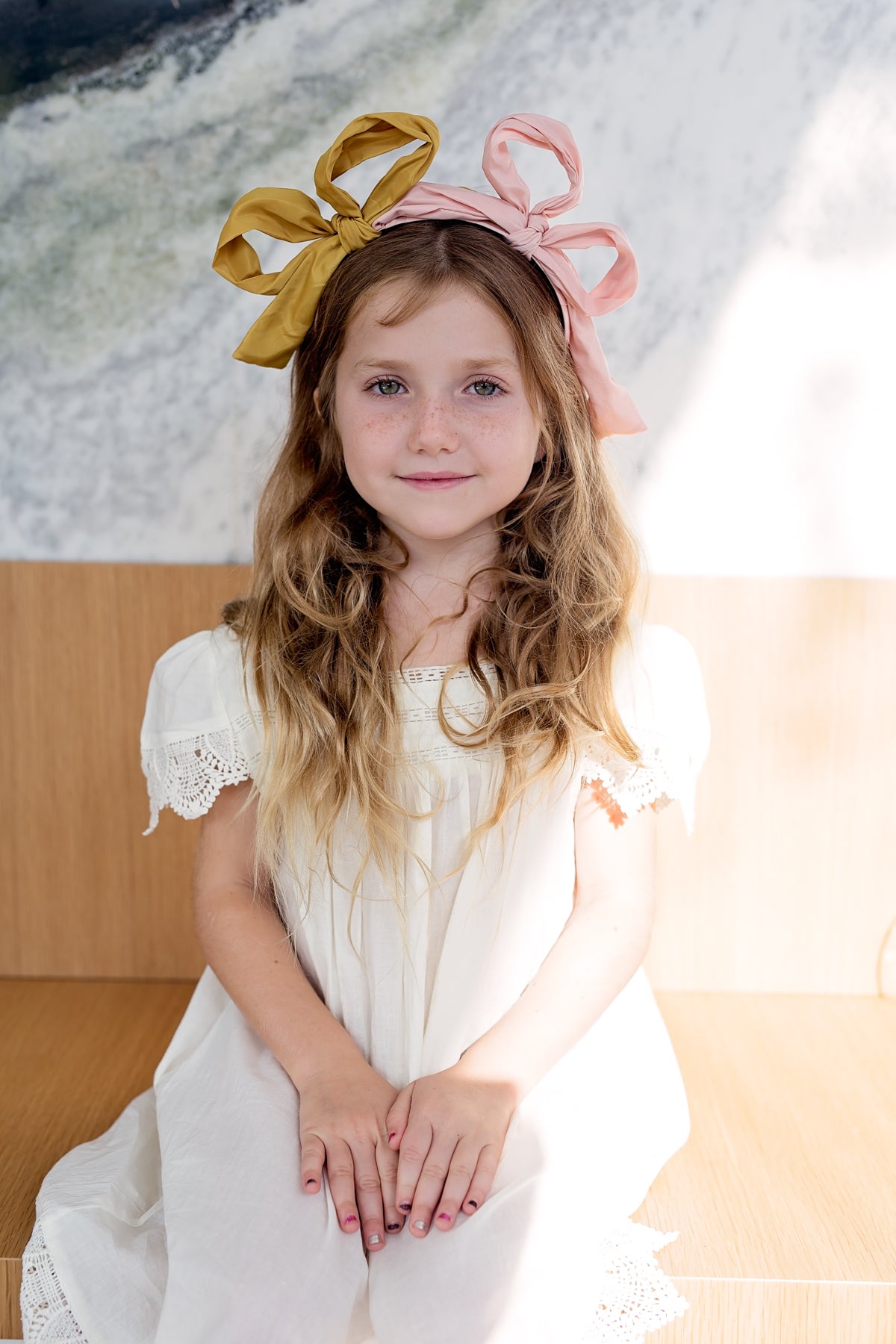 Side By Side Party Bow - Blush/Mustard