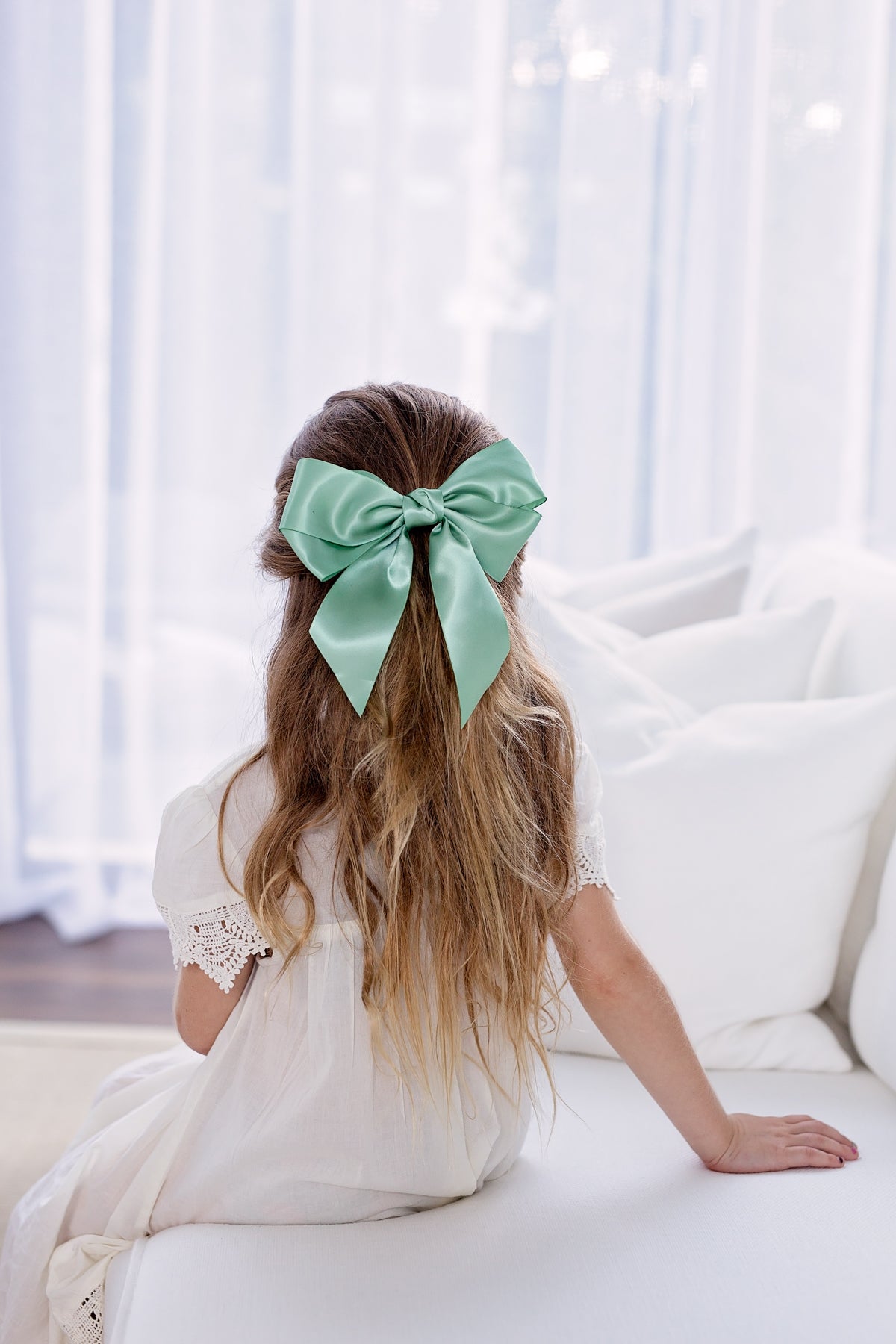 Oversized Bow Pony/Clip - Lemon
