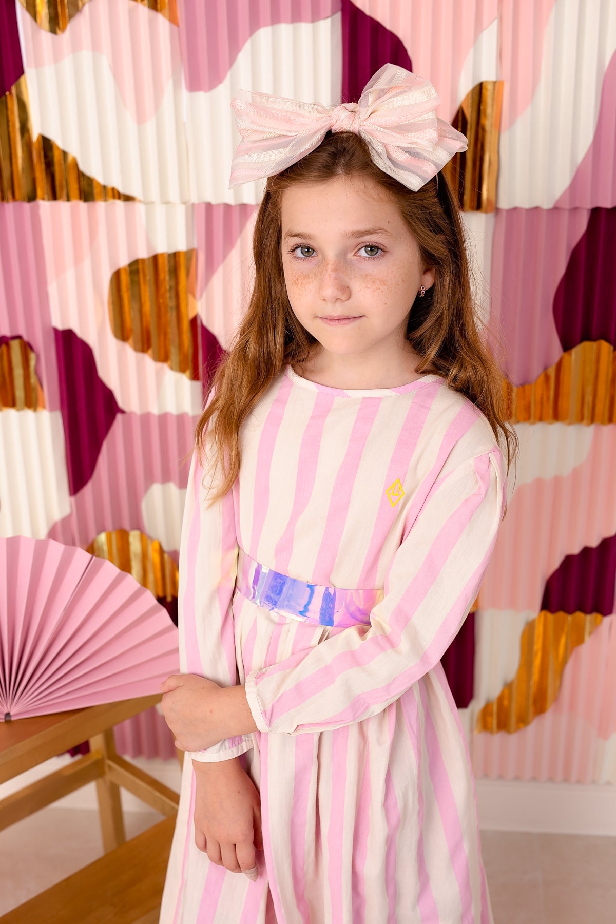 Ava Stripe Headband - Organza - Black/White