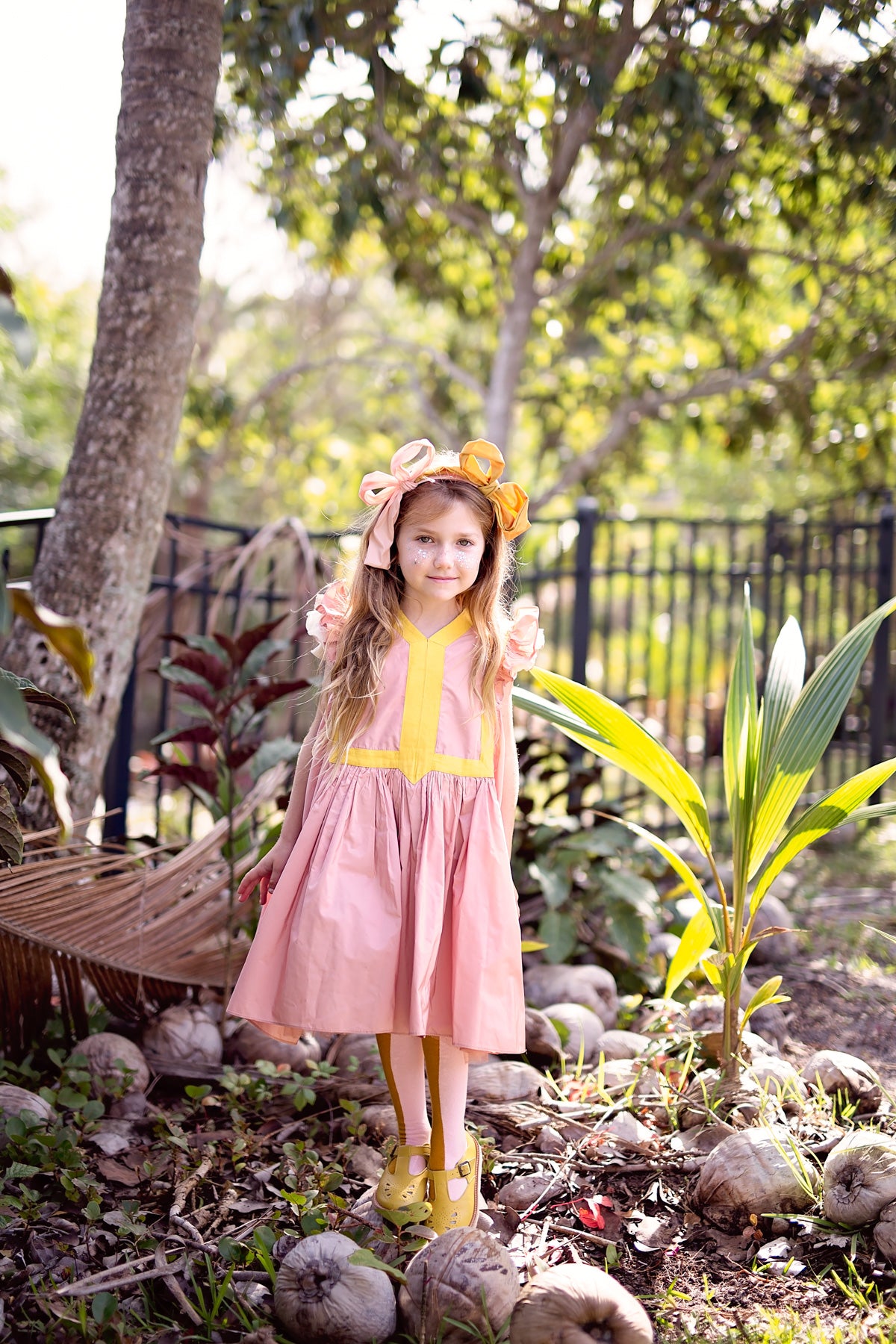 Side By Side Party Bow - Blush/Mustard