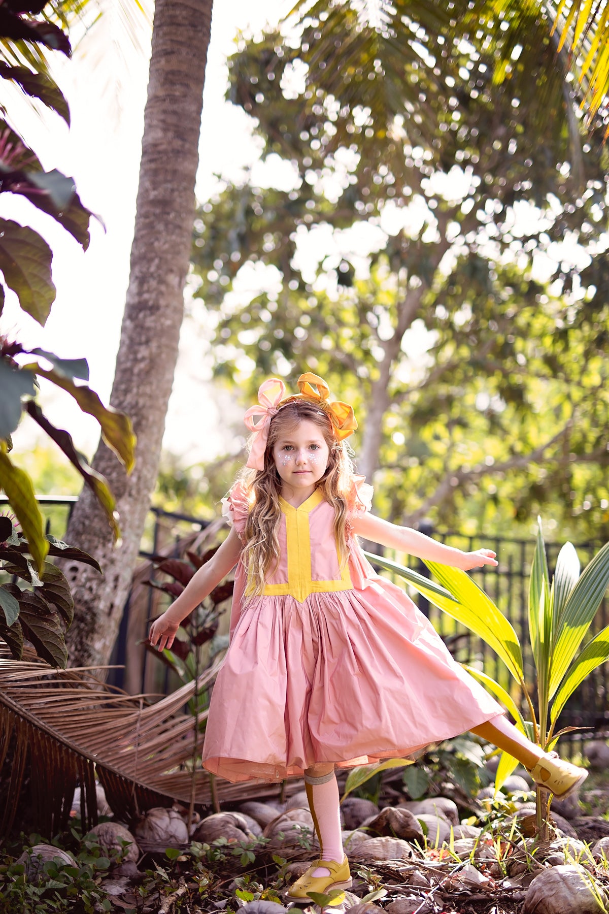 Side By Side Party Bow - Blush/Mustard