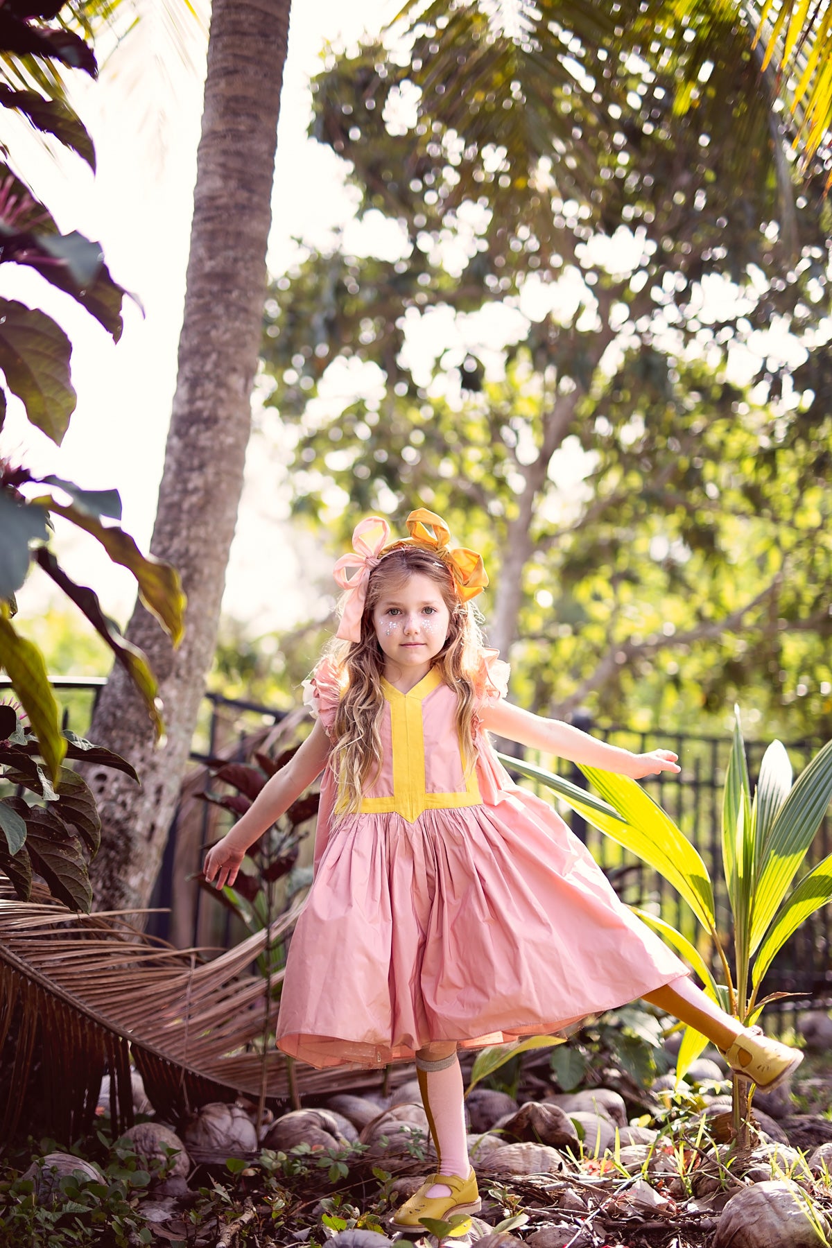 Side By Side Party Bow - Blush/Mustard