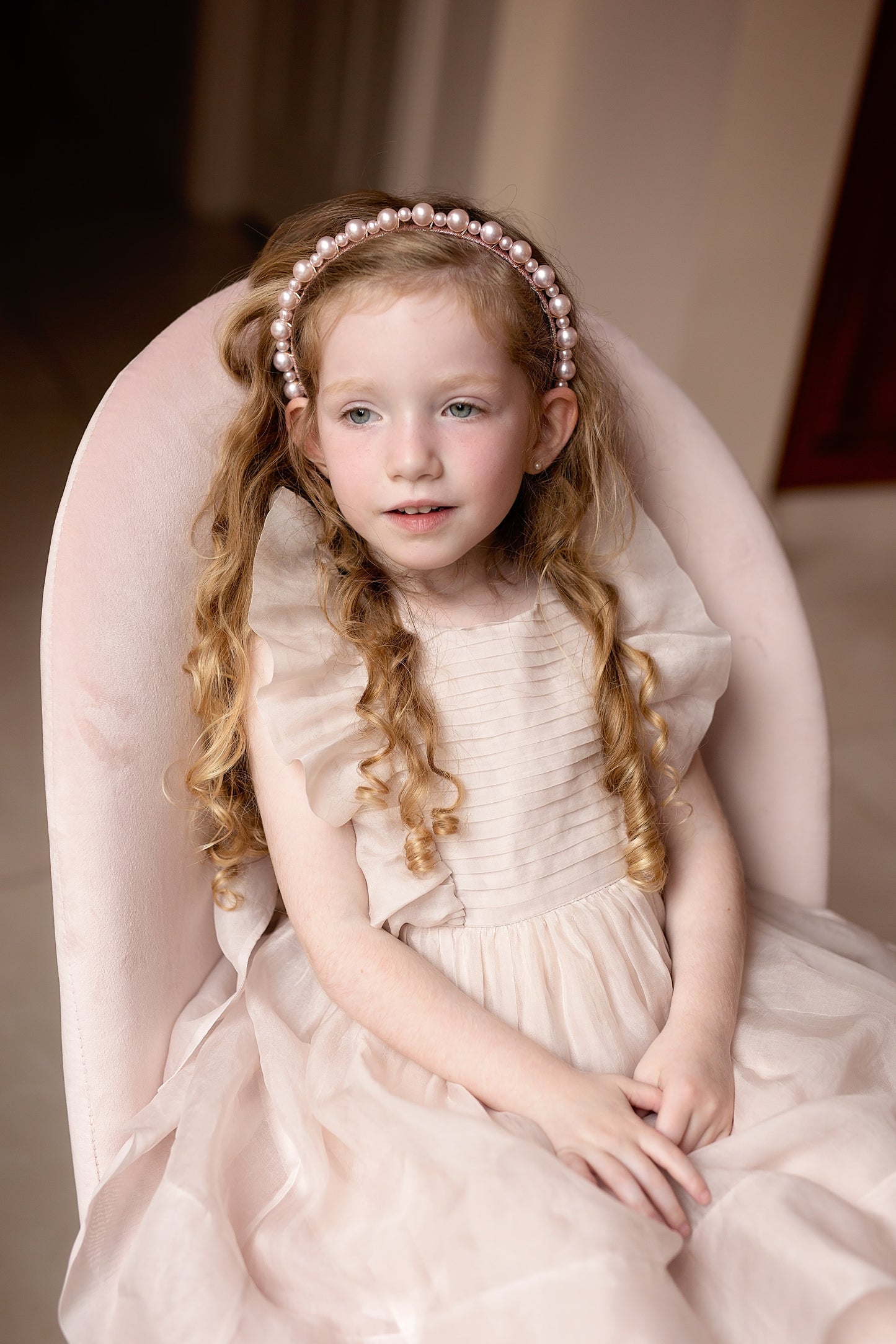 Uneven Pearls Headband - Cranberry/Raspberry