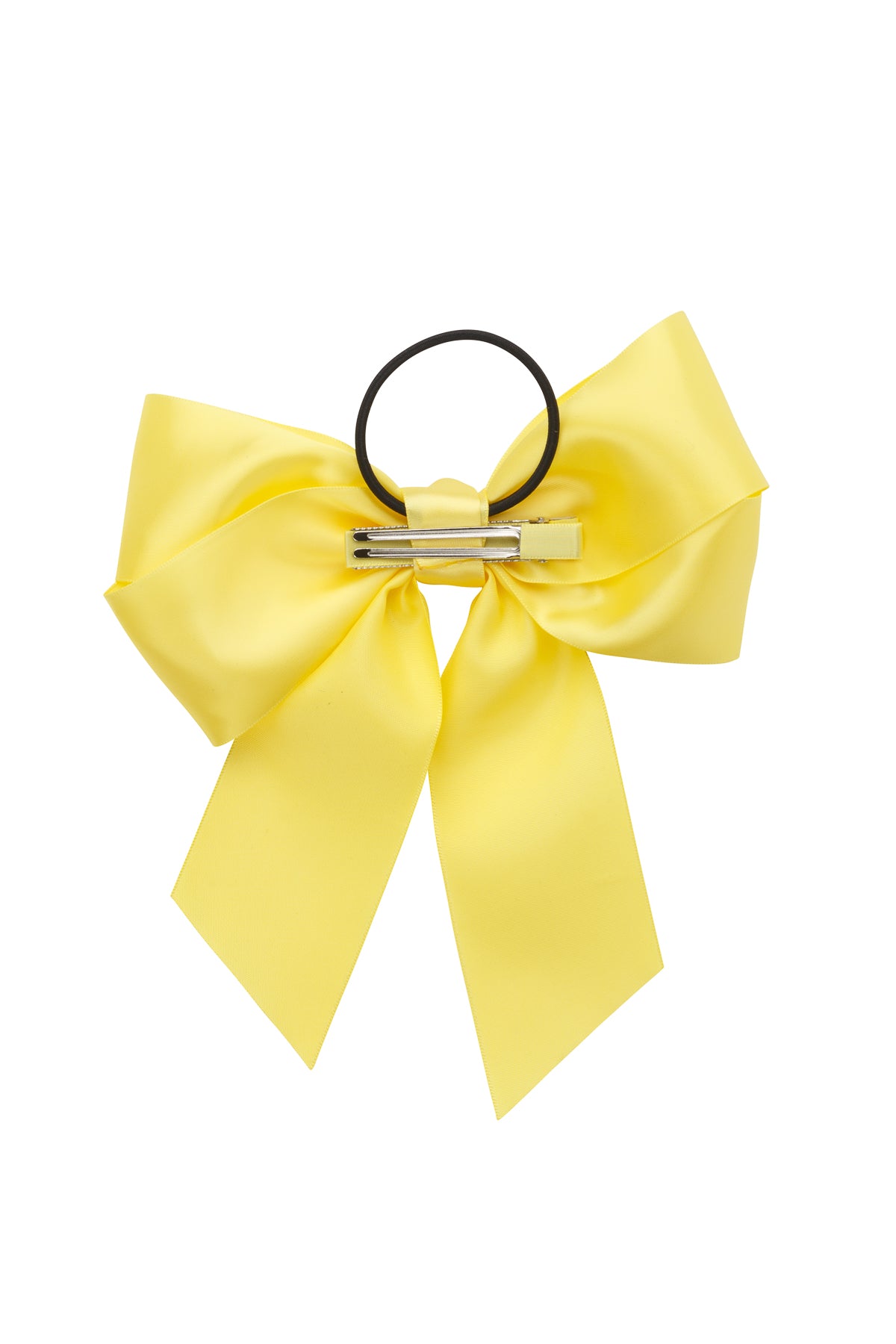 Oversized Bow Pony/Clip - Lemon