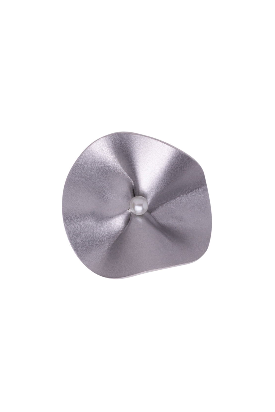 Pansy Clip - Silver Leather