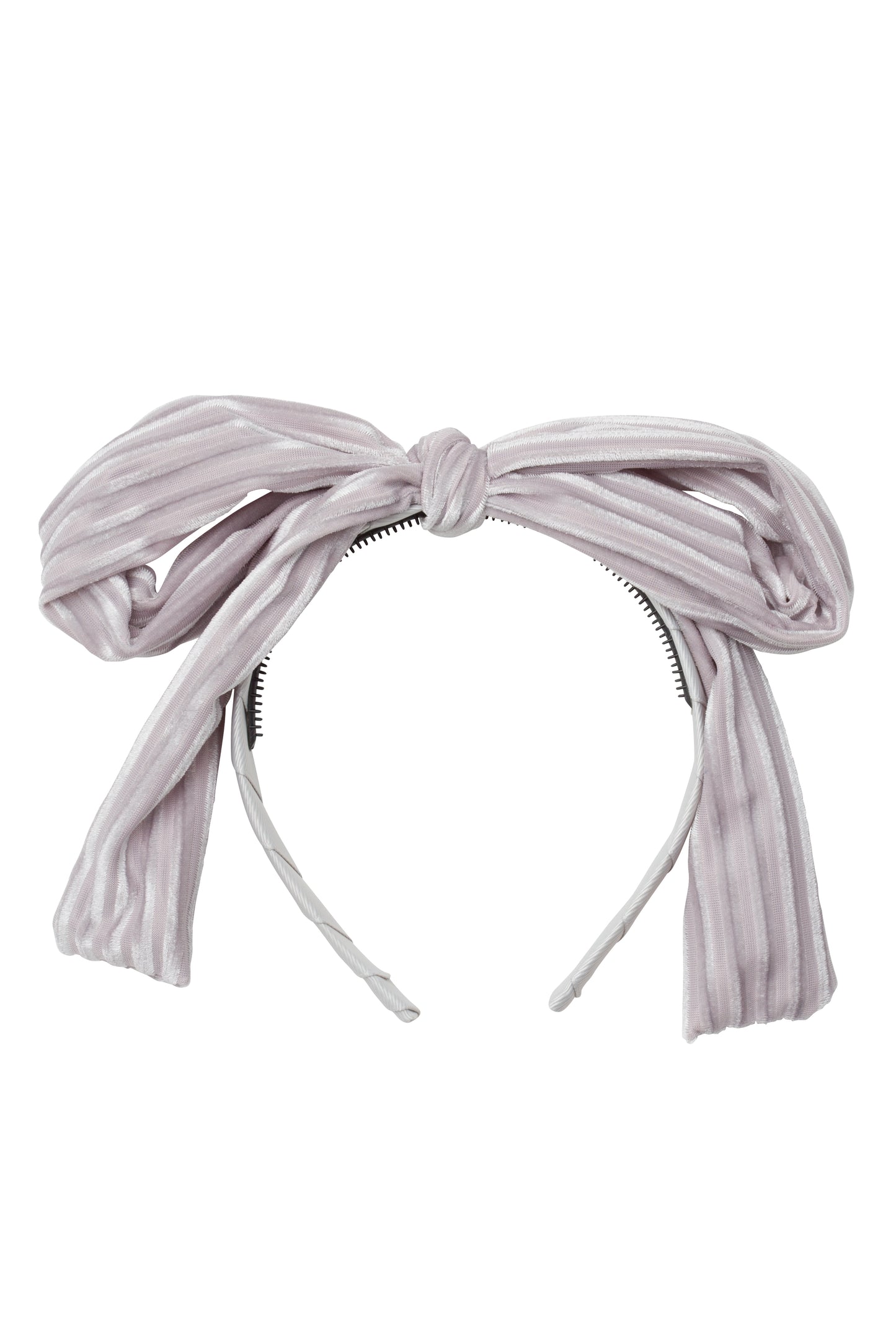 Party Bow Headband - Silver Velvet Stripe