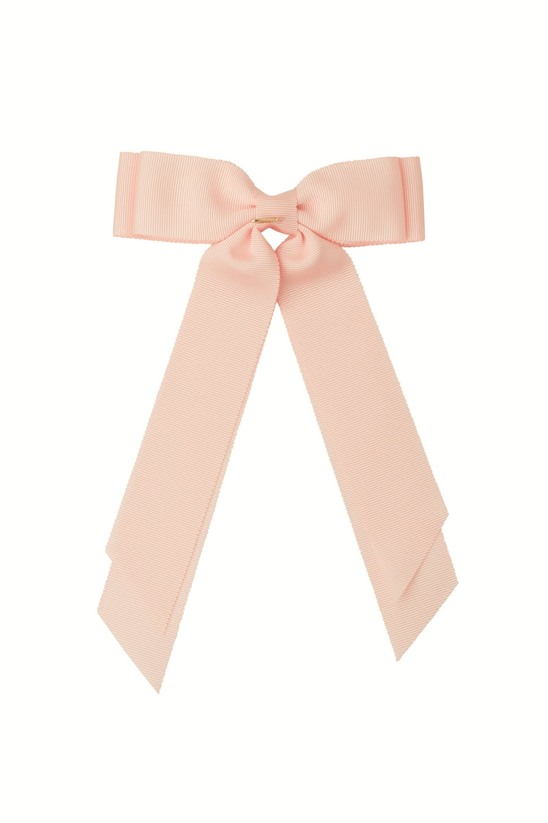 Madeline Petersham Long Tail Bow Clip - Peach