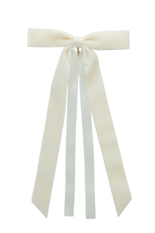 Arabesque Velvet Large Clip - Ivory