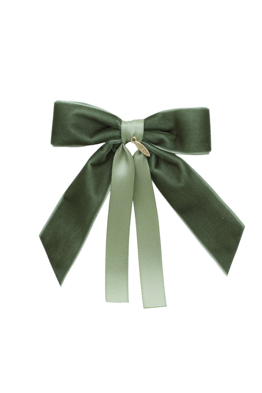 Arabesque Velvet Small Clip - Forest Green Moss