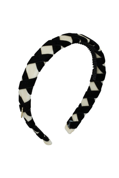 Ballet Slippers Velvet Headband - Ivory/Black