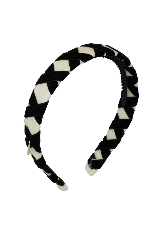 Ballet Slippers Velvet Headband - Ivory/Black