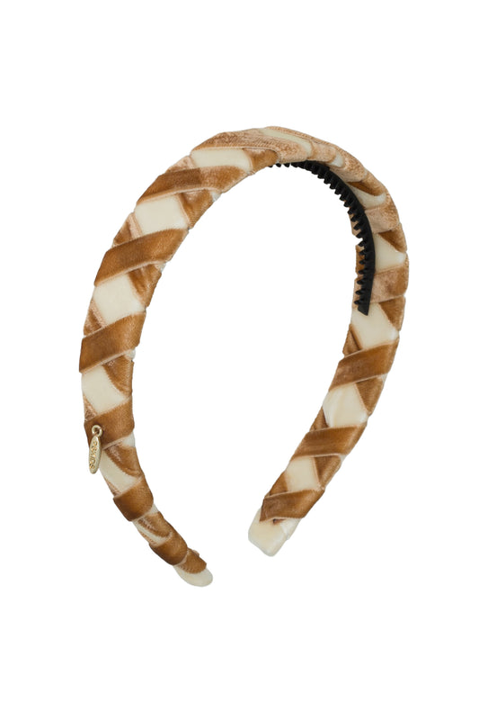 Ballet Slippers Velvet Headband - Ivory/Golden