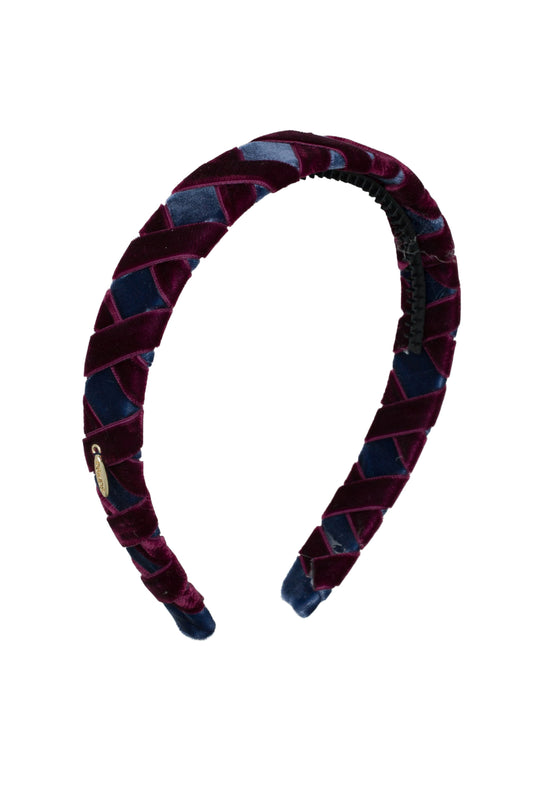 Ballet Slippers Velvet Headband - Navy/Burgundy Wine