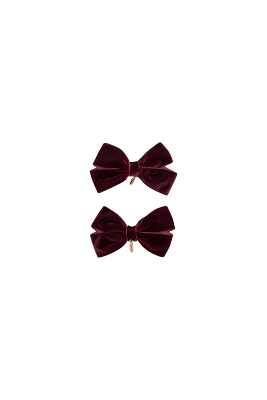 Mini Dahlia Piggy Clip Set - Burgundy