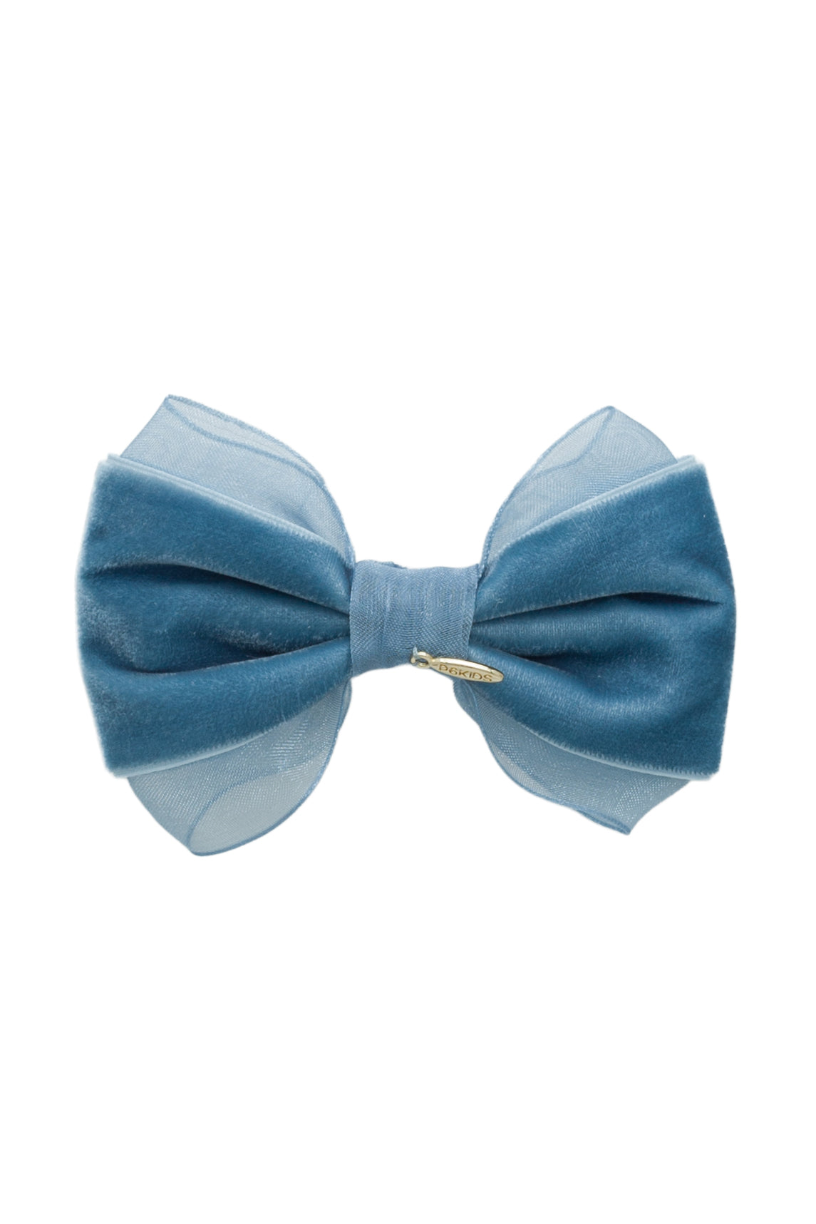 Demi Velvet Bow Clip - Blue Denim