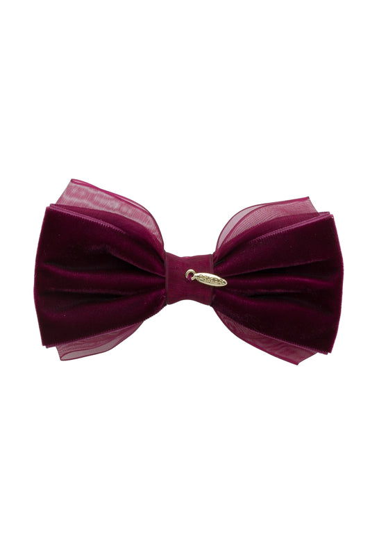 Demi Velvet Bow Clip - Burgundy Wine