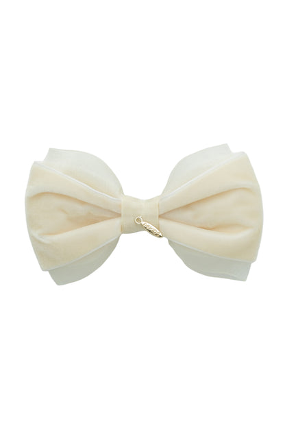 Demi Velvet Bow Clip - Ivory