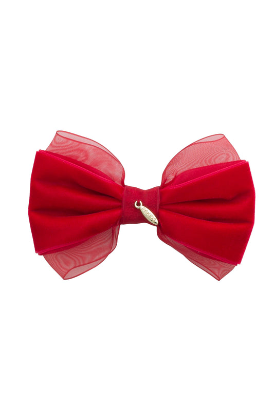 Demi Velvet Bow Clip - Red